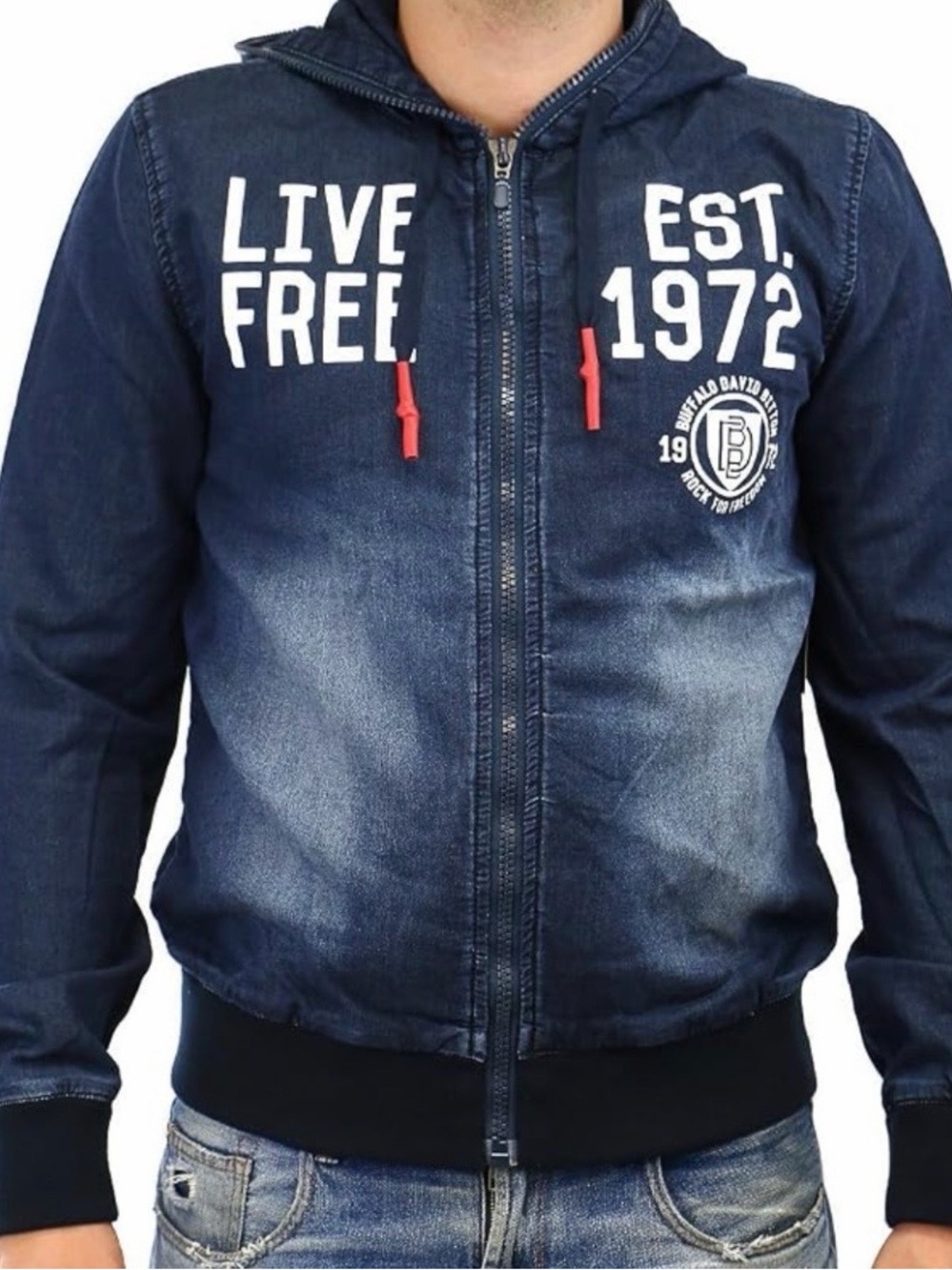 Buffalo David Bitton Fabian Denim Full-Zip Hoodie Jacket